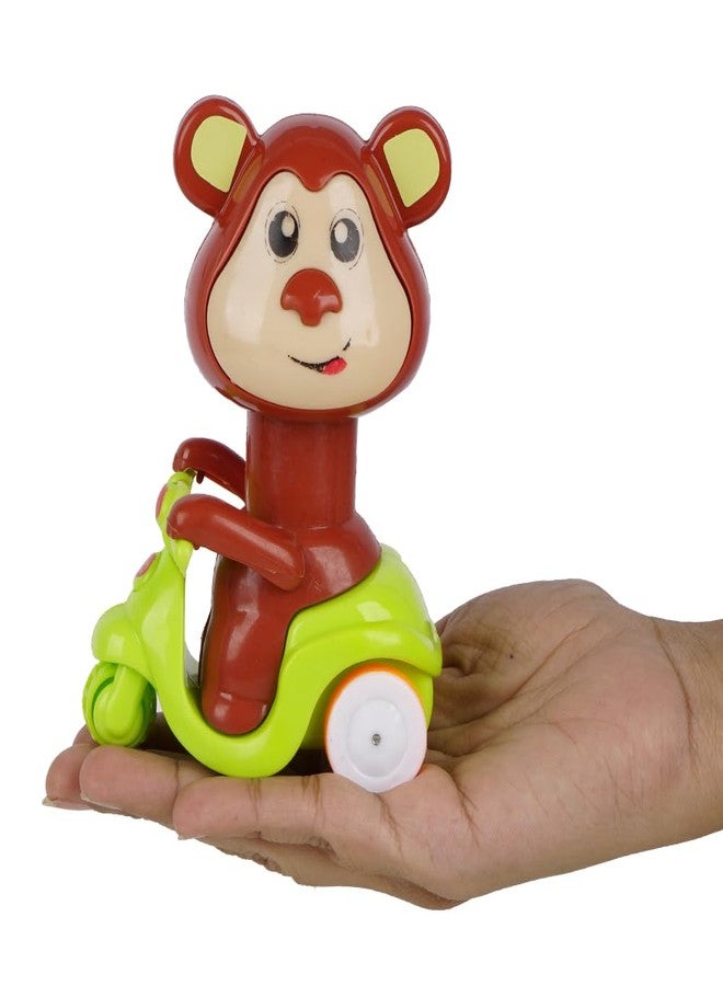 Asian Portable Plastic Monkey Press N Go Friction Scooter Toy | Cute Monkey Animal Vehicle for Kids | Press & Go Action Baby Toy for Toddlers 6 Months to 5 Years | Durable Push Car Toy - Image 4